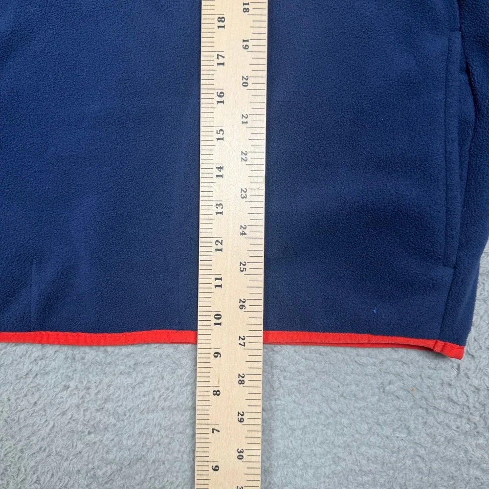 Lands End Mens Large Colorblock Fleece Snap Neck Pullover Teal Navy Orange-Red